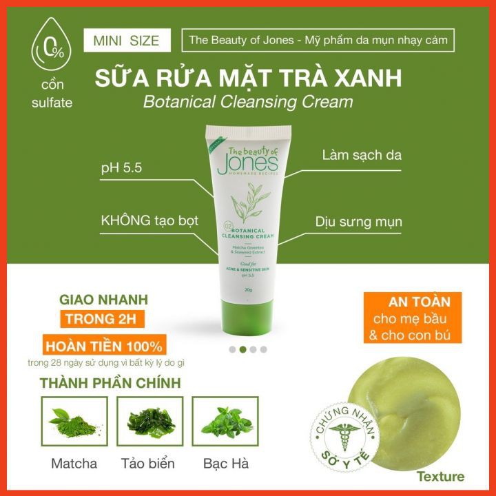 Sample Sữa Rửa Mặt 💚 Từ Trà Xanh Tảo Biển 💚 Cho Da Nhạy Cảm 👉 The Beauty Of Jones