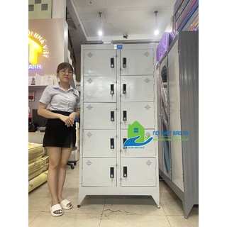 Tủ hồ sơ locker cao cấp dày dặn giá rẻ tại xưởng - Tủ locker 10 cửa có khóa riêng BA