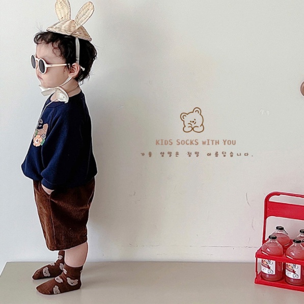 Set 5 Đôi Vớ Cotton Họa Tiết Chấm Bi / Chú Gấu Dễ Thương Thời Trang Cho Bé