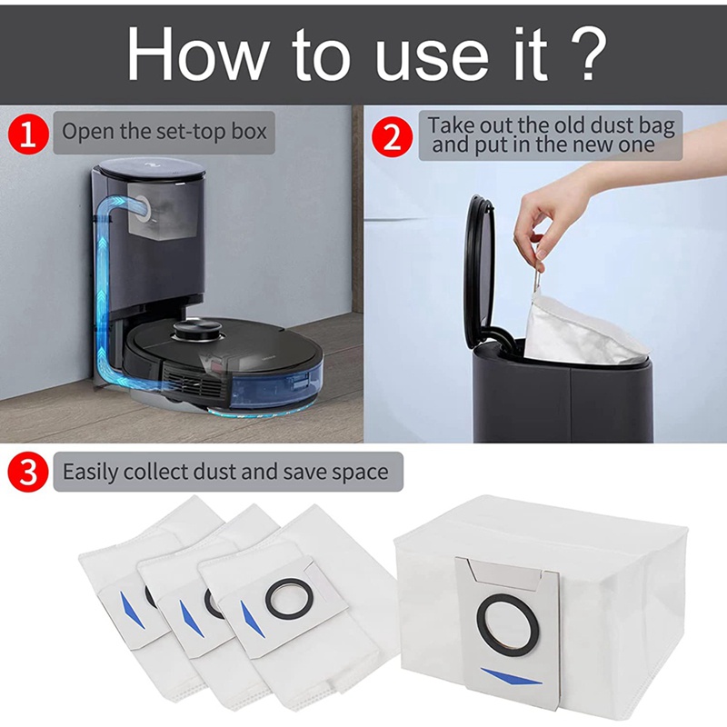 Set 3 Túi Đựng Bụi Bẩn Dùng Một Lần Cho ECOVACS DEEBOT X1 Omni