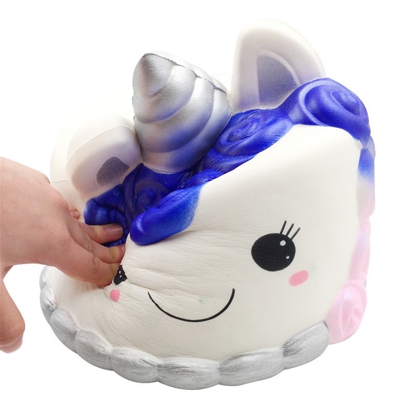 [30CM-ĐẠI KHỔNG LỒ] Squishy Bánh Kem 3 Sừng Màu Trắng Tím Đại Khổng Lồ Chính Hãng