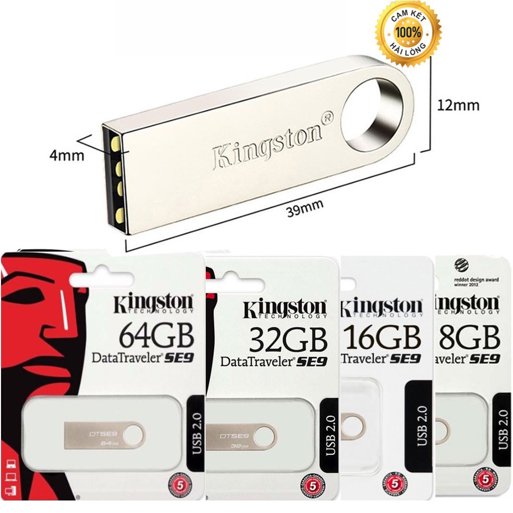 USB Kingston 128gb 64gb 32gb16gb 8gb 4gb Kingston SE9 2.0 thiết kế nhỏ gọn vỏ kim loại chống nước