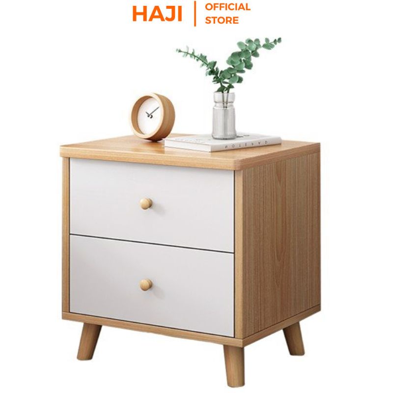 Tủ để đồ mini 2 tầng lưu trữ có ngăn kéo Tab đầu giường HAJI decor phòng ngủ hiện đại sang trọng phong cách Vinatge A174