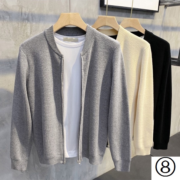 Áo Khoác Cardigan Dệt Kim Phối Khóa Kéo Phong Cách Hàn Quốc Thời Trang Xuân Thu 2021 Mới Cho Nam