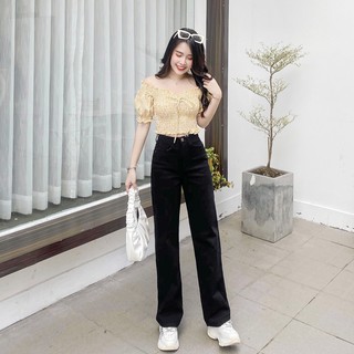 QUẦN JEANS SUÔNG BASIC ZAREEN JEA117 ĐEN