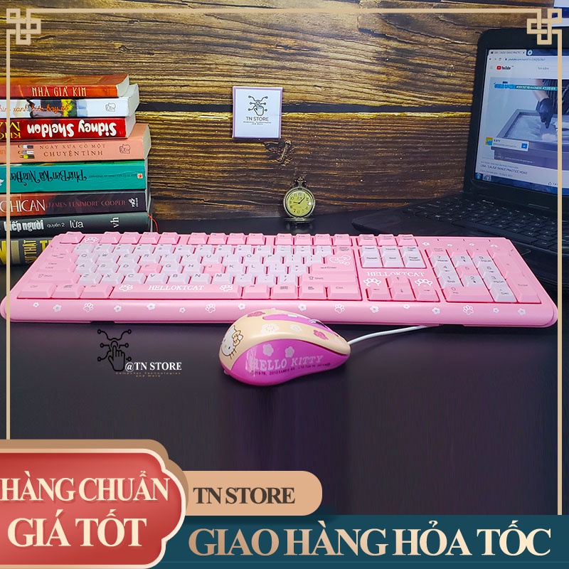 Combo bàn phím chuột GIÁ RẺ hello kitty màu hồng cực xinh Tn Store KITTY