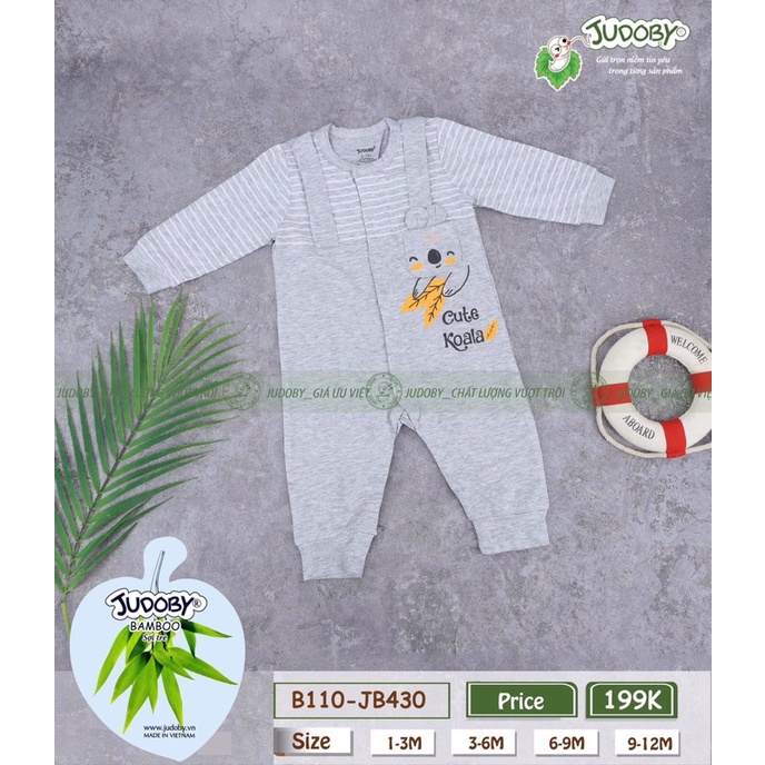 [JB403] Body cài giữa dài tay sợi tre Judoby cho bé (3-12M)