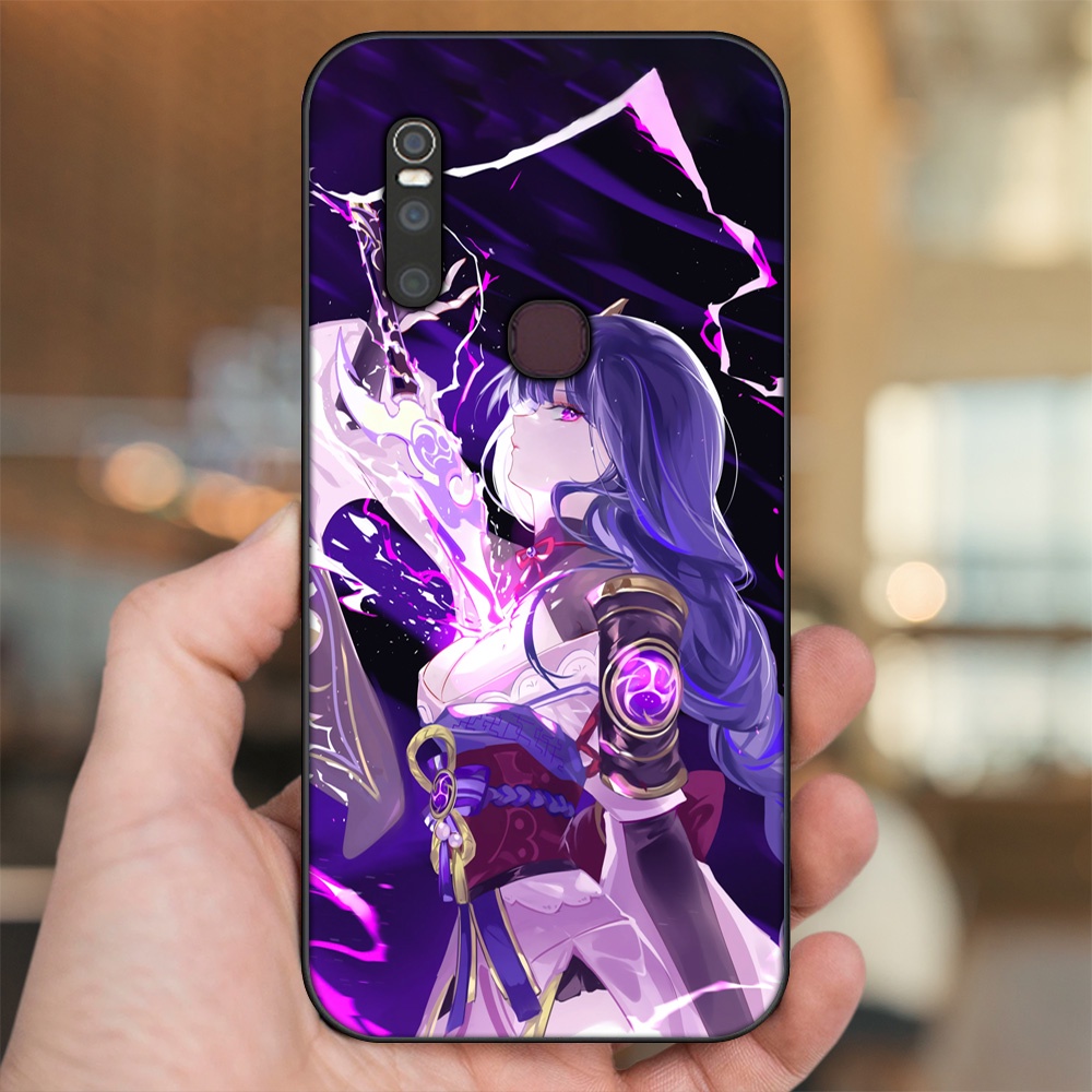 Ốp lưng Vivo V15 viền đen in hình Raiden Shogun Genshin Impact