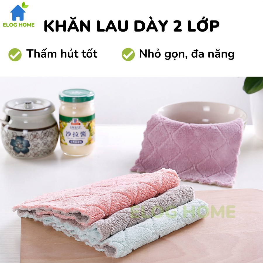 Khăn lau bếp đa năng 2 mặt mềm mại, khăn lau bát đĩa cốc chén thấm hút tốt nhanh khô Elog Home