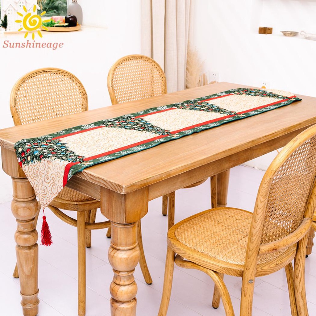 Table Runners Christmas Cloth Decor Festival Garland Mat Santa Claus Table