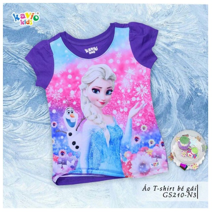 Áo thun bé gái hình Elsa từ 12-27kg. Chất thun cotton- đập tan cơn nóng - Tomchuakids.