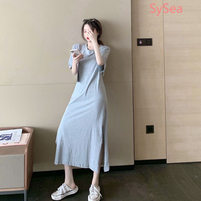 Đầm Xẻ Tà Họa Tiết Chữ In Plus size