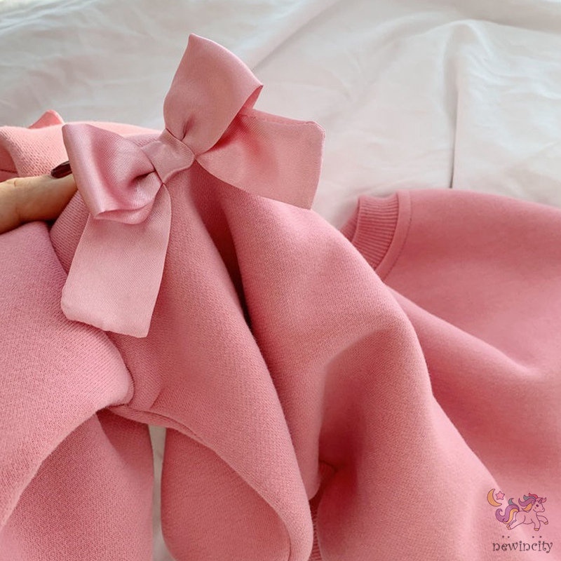 Áo sweater đính nơ kiểu Hàn Quốc thời trang mùa đông cho bé