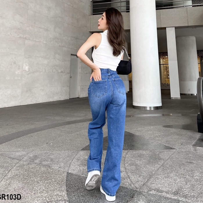 Quần Jean Ống Rộng Màu Xanh Đậm Kpboutique Quần Chuẩn Fom Dáng Đẹp Dễ Phối Đồ Dành Cho Nữ Quần Jean Nữ Giá Rẻ SR103D | BigBuy360 - bigbuy360.vn