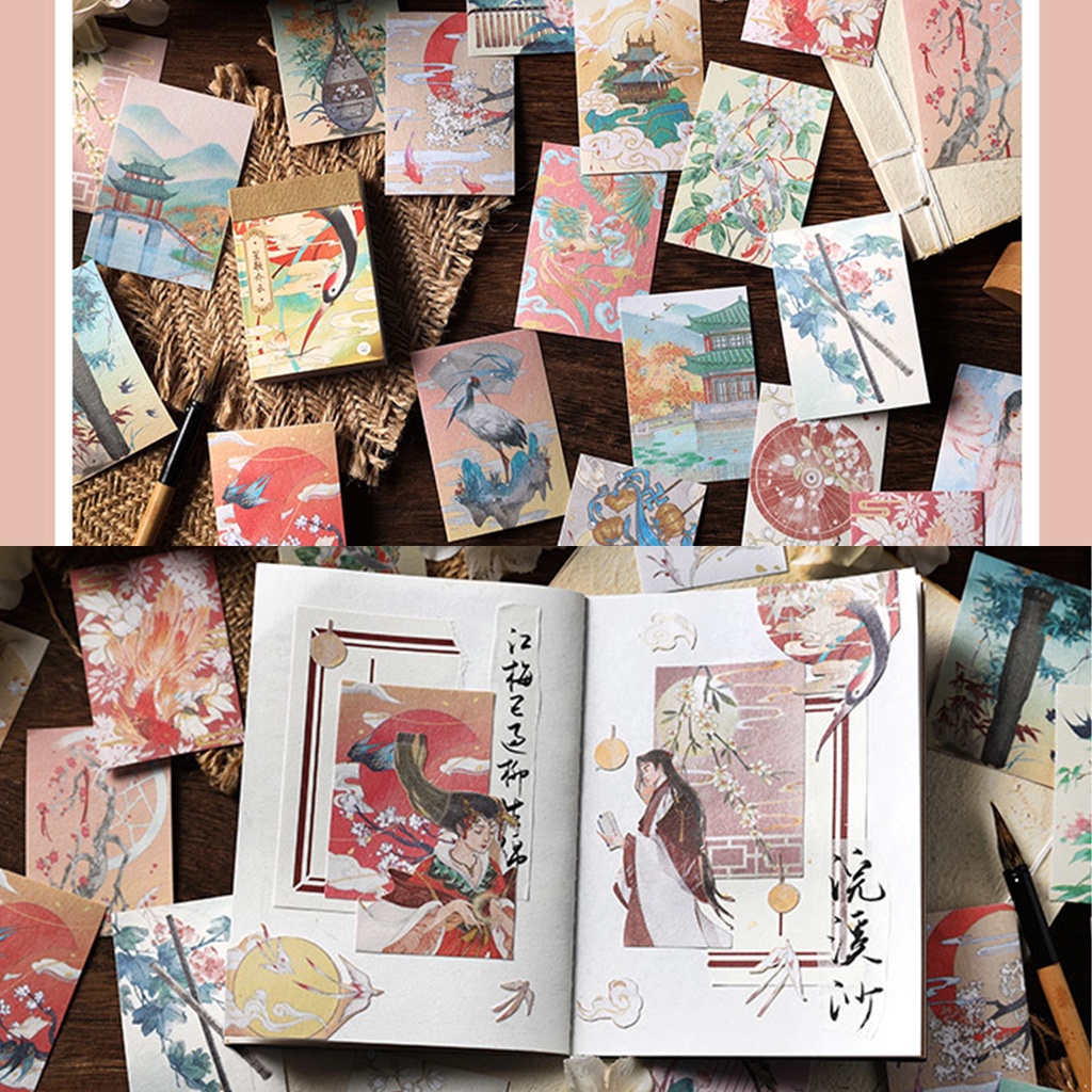 Cuốn 50 miếng sticker phong cách cổ trang