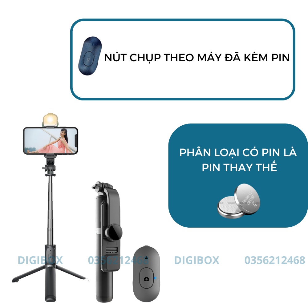 Gậy chụp ảnh tự sướng selfie kèm nút chụp bluetooth kiêm tripod 3 chân Q07 Digibox