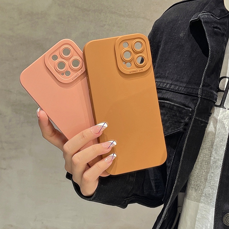 Ốp Điện Thoại Silicon Mềm Màu Trơn Bảo Vệ Lens Hình Đôi Mắt Thiên Thần Cho iPhone 14 13 12 11 Pro Max XS XR X 8 7 Plus SE 2020