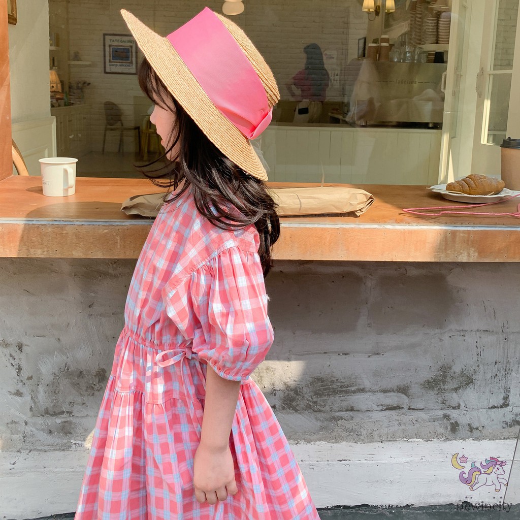 Đầm Kẻ Ca Rô Ca Rô Kiểu Hàn Quốc Cho Bé Gái