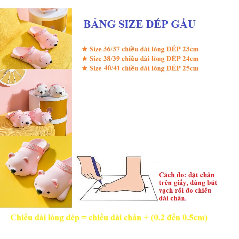 DÉP CON GẤU Dành Cho Bạn Nữ Nam [H69] Dép Gấu Ngộ Nghĩnh HOT TREND 2022 Size Từ 36 Đến 41 - LUCKY SHOES VN
