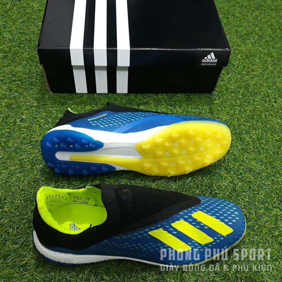 Giày Bóng Đá X18+ Xanh Biển Chuối Không Dây TF