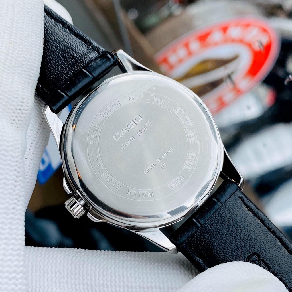 Đồng hồ nam dây da mặt đen Casio MTP 1381L-1AV chống nước 5ATM size 39mm Bảo hành 1 năm Hyma watch | BigBuy360 - bigbuy360.vn