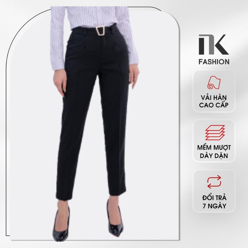 Quần Tây Nữ Công Sở NK Fashion Dáng Baggy Đai Cạp, Chất Liệu Nhập Hàn Mềm Mịn, Chống Nhăn Xù NKQU2106003