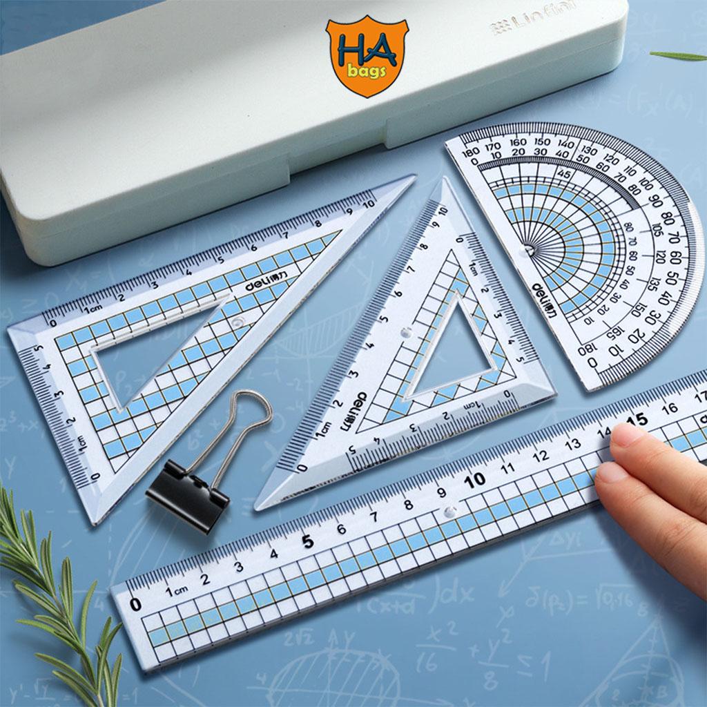 Bộ thước đo eke 4 món HB1020, thước thẳng dài 20cm