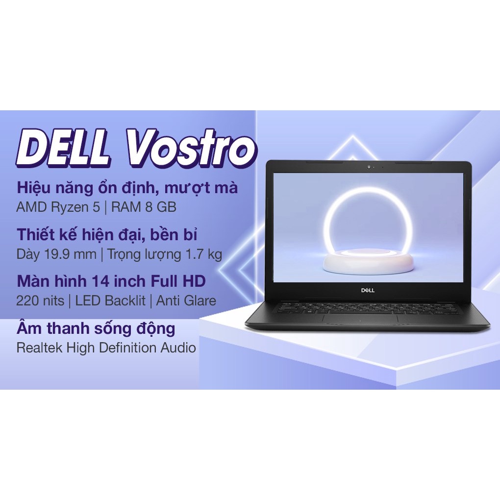 Máy tính laptop Dell Vostro 3405 14 icnh AMD Ryzen R5-3500U Ram 8GB - SSD 512GB (V4R53500U003W) (V4R53500U001W)