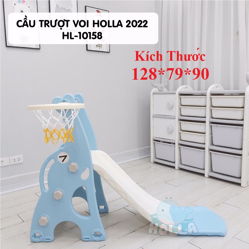 [Free Ship] Cầu trượt Holla cao cấp nhựa Pe nguyên sinh an toàn cho bé từ 1-6 tuổi tặng kèm bóng rổ