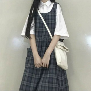 (ORDER) Set váy yếm kẻ caro và sơ mi