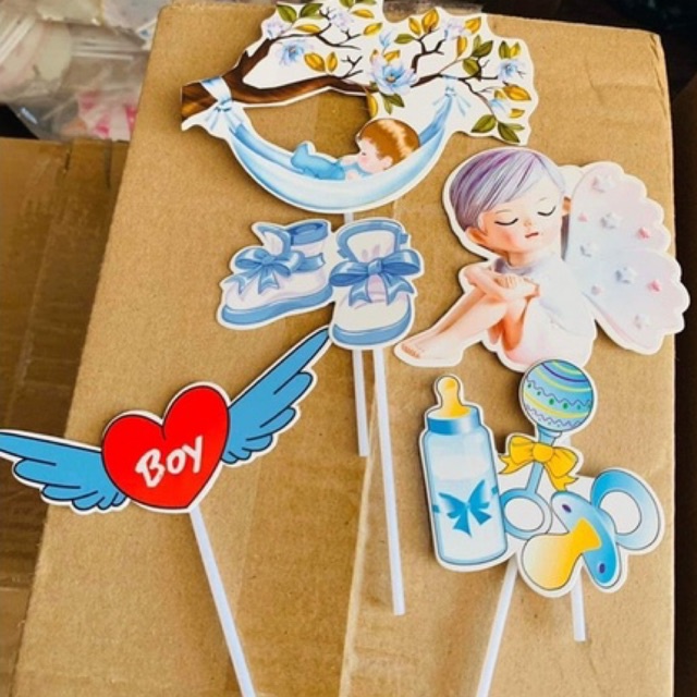 Combo 5 set cắm bé trai, bé gái thiên thần trang trí bánh kem