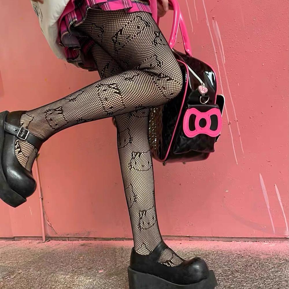 Quần Tất Lưới Họa Tiết Mèo / Ngôi Sao Gợi Cảm Phong Cách Lolita Mới