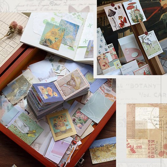 Set 30 Tờ Giấy Dán Hình Tranh Sơn Dầu Vintage Không Trùng Lặp Trang Trí Sổ Tay Nhật Ký Jen Shop