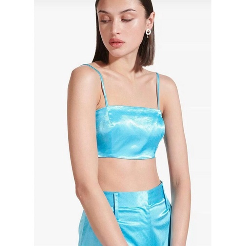 Áo Croptop F21 2 Dây Lụa Phi Bóng - 3627