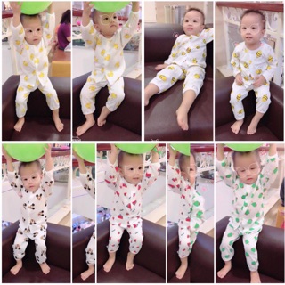 Sét 5 bộ cotton cài khuy giữa cho bé