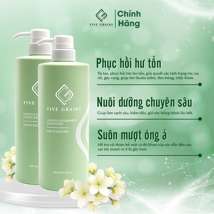 Dầu xả nước hoa muối biển Five Grains 800ml
