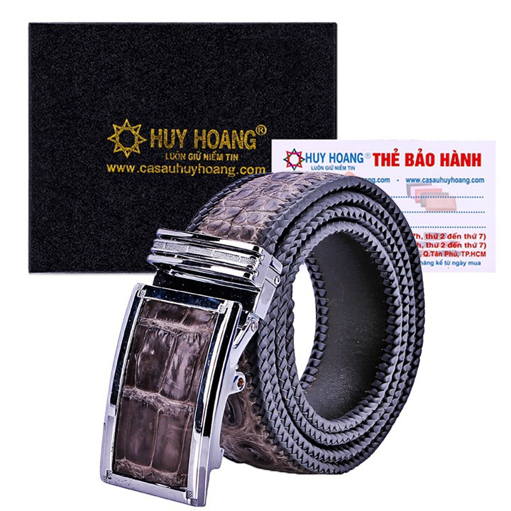Thắt lưng nam da cá sấu đan viền bản lớn màu xám HW4293