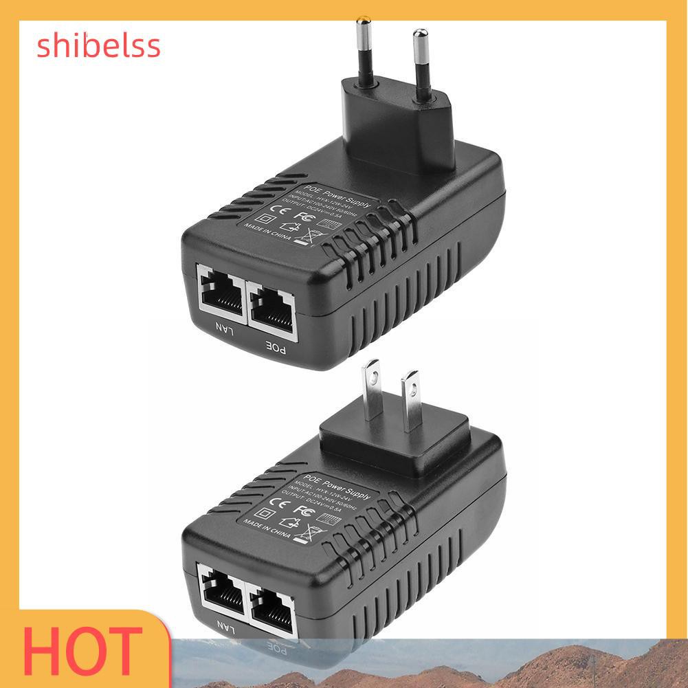 Shibelss 24V 0.5A 12W Wall Plug POE Injector Ethernet Adapter IP Phone Camera Switch