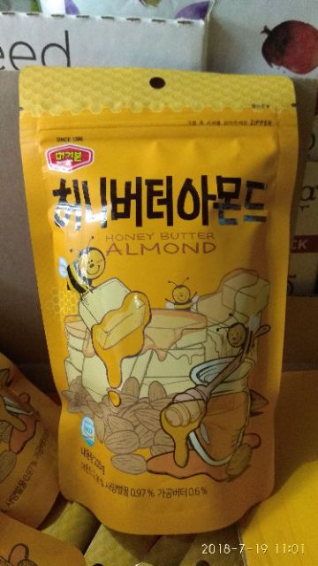 Hạnh nhân rang bơ tẩm mật ong Hàn Quốc 200g