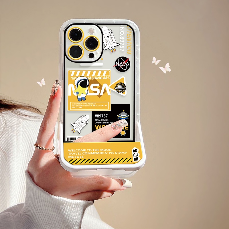 Ốp Điện Thoại TPU Dẻo Trong Suốt Họa Tiết Phi Hành Gia Kèm Giá Đỡ Cho IPhone 12 11 13 Pro MAX X XS MAX XR 6 6S 8 7 Plus SE 2020
