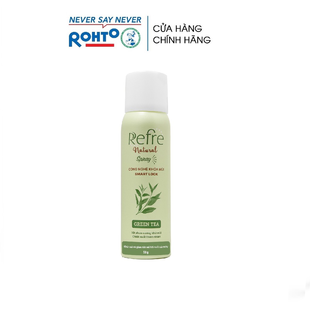 Xịt khử mùi chiết xuất thiên nhiên Refre Natural Spray Green Tea Hương Trà Xanh (50g)