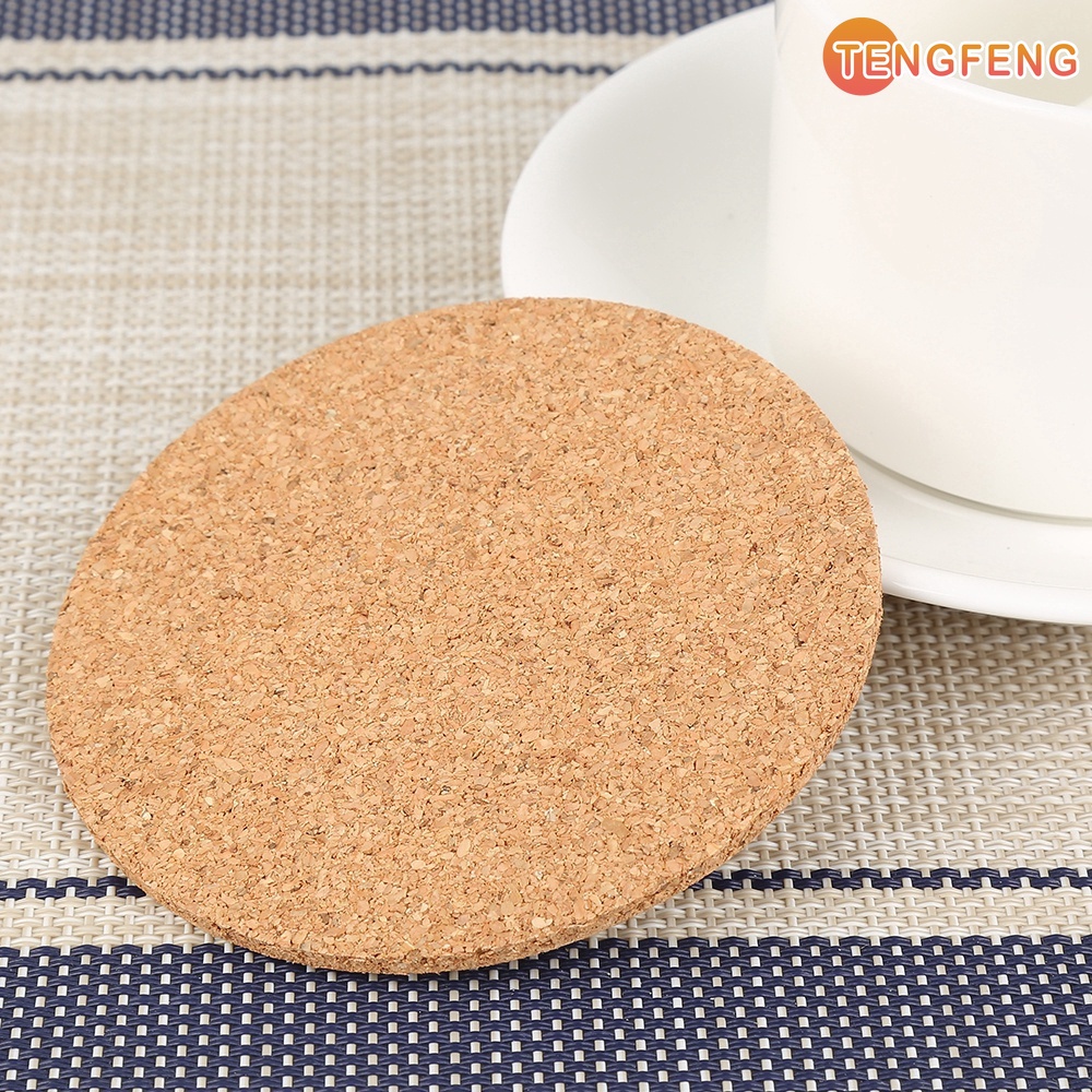 1 Miếng Lót Ly Hình Tròn Bằng Gỗ Bần Tự Nhiên Cách Nhiệt Dày Dặn Có Thể Tái Sử Dụng