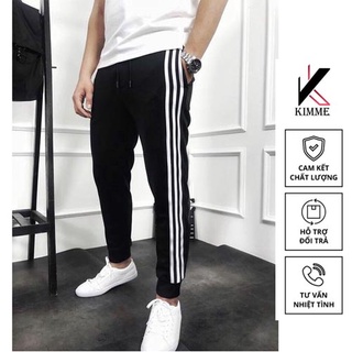 Quần jogger thể thao nỉ nam nữ quần thun dài nam 3 sọc thu đông kimme fashion