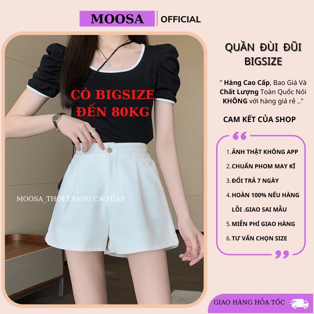 Quần Đùi Nữ Bigsize Moosa,Quần Đũi Short Nữ Lưng Cao Mặc Nhà Cạp Chun Sau