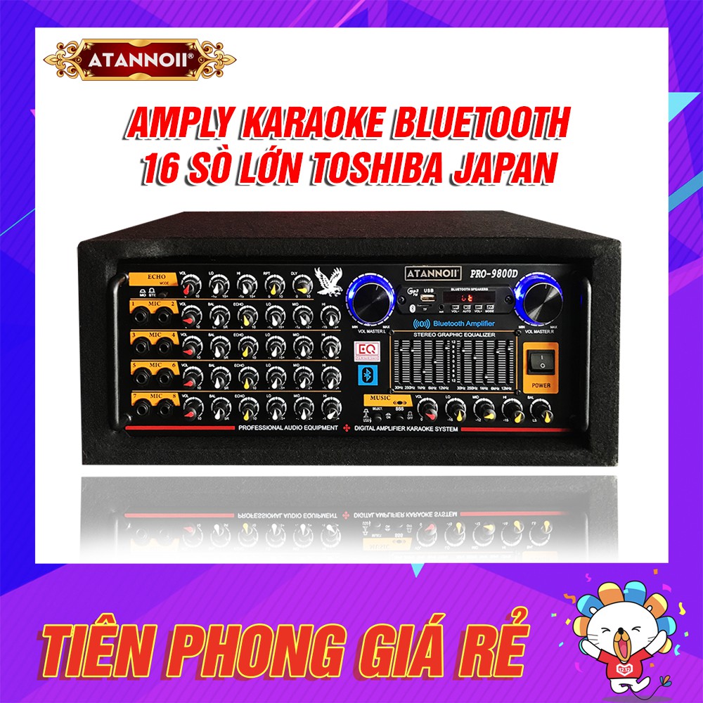 Ampli karaoke 16 sò Lớn, Amply Bluetooth nghe nhạc Gia Đình Sân Khấu Hội Trường ATANNOII PRO - 9800D Tích Hợp Equalizer