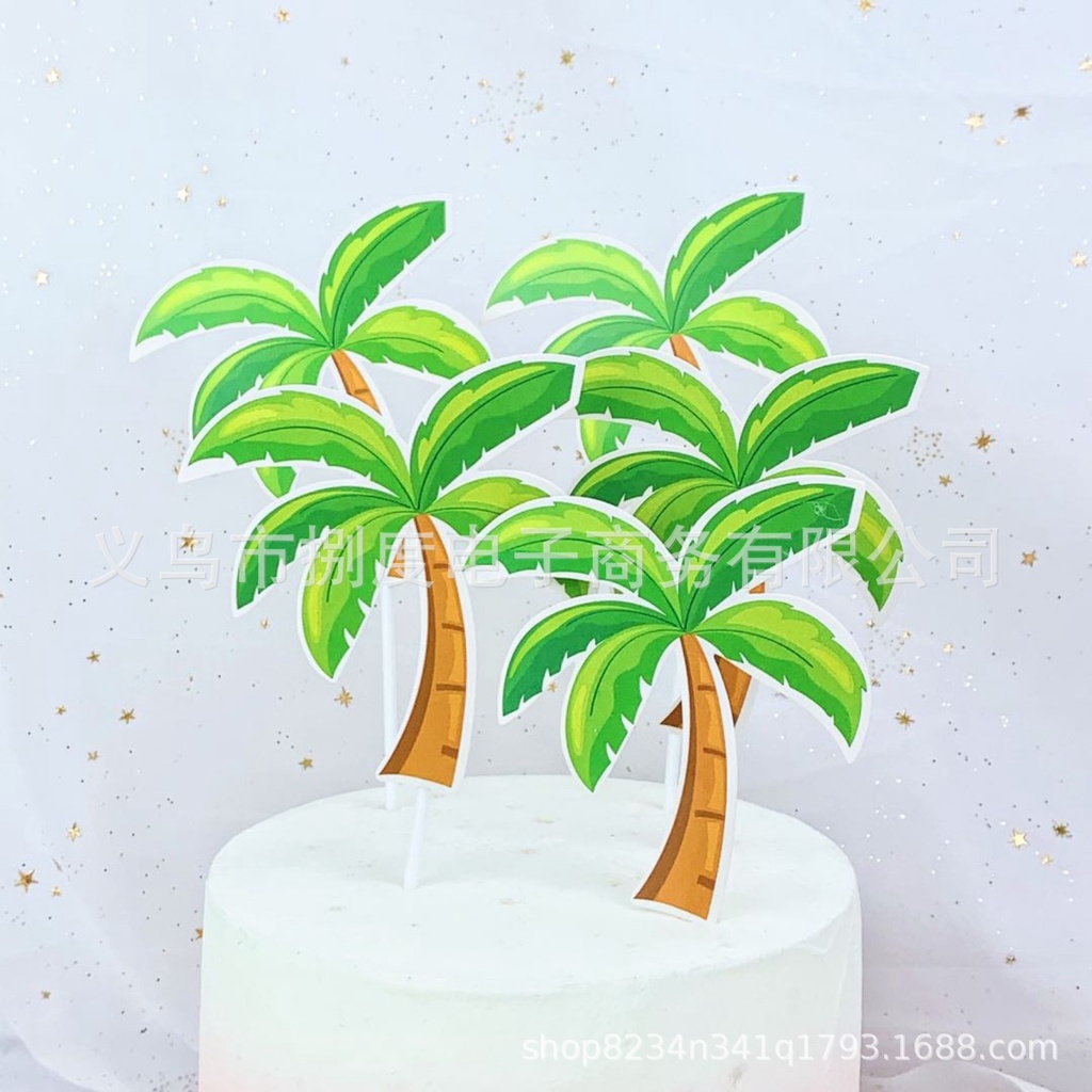 phụ kiện trang trí bánh kem [FREESHIP] set cắm giấy 5 cây dừa