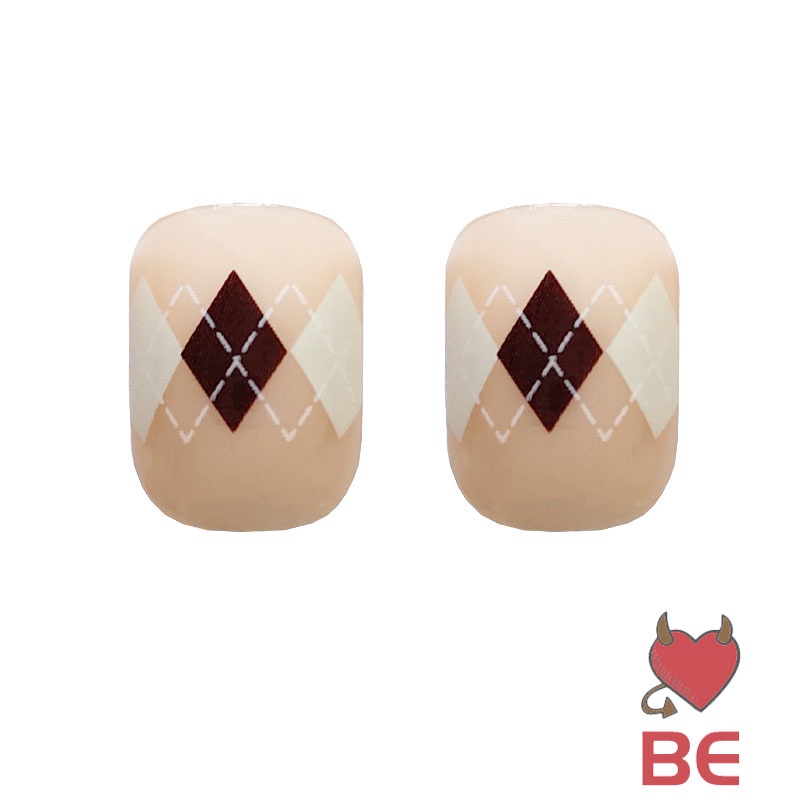 YADORNOS Set 24 móng tay giả màu nâu độc đáo phong cách Pháp cho nữ