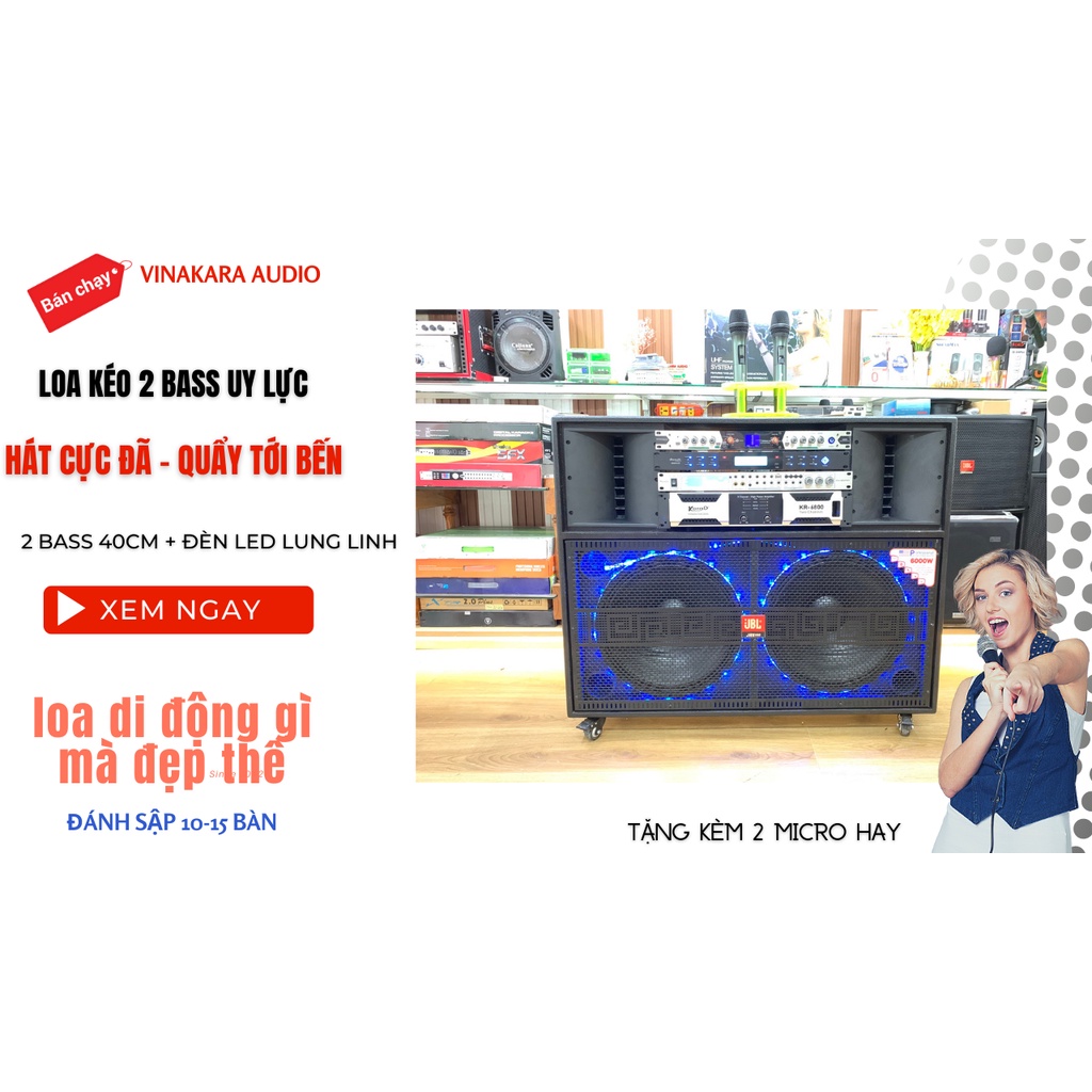 Loa kéo điện 40 đôi ADX 8205 Pro cao cấp, đèn Led, công suất lớn ngoài trời 2000w, BH 12 tháng
