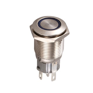 Angel Eye Blue Led 16mm 12V stainless Steel Round Momentary Push Button Switch