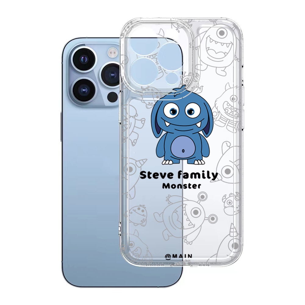Ốp Điện Thoại TPU Gel Đệm Khí Chống Rơi Hình Gia Đình Quái Vật Màu Trong Suốt iPhone 13 Pro Max 14 12 11 XR 8 7 SE 2022